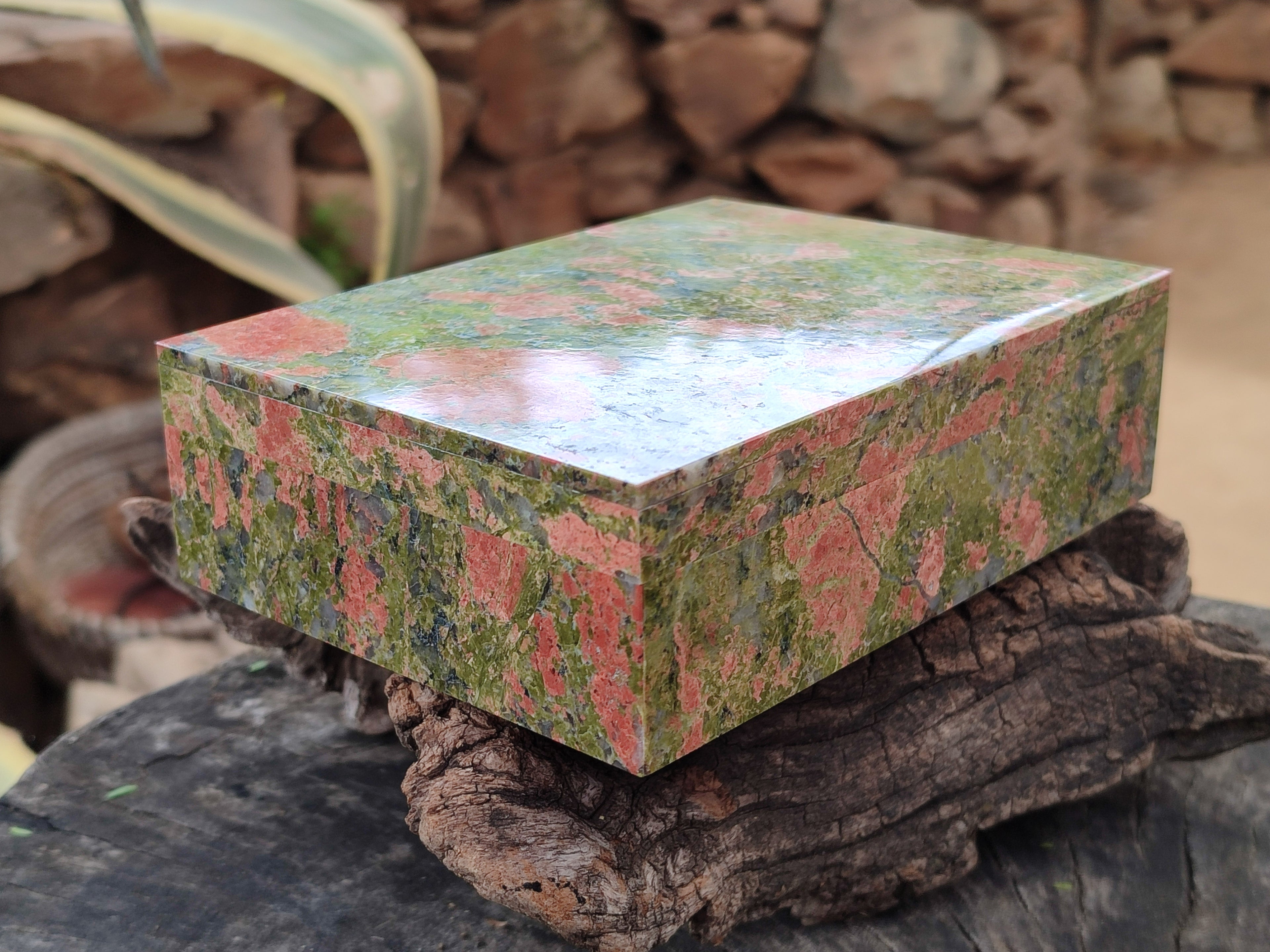 Hand Made Unakite Jewellery Box - Sold per Item - From South Africa - Toprock Gemstones and Minerals 