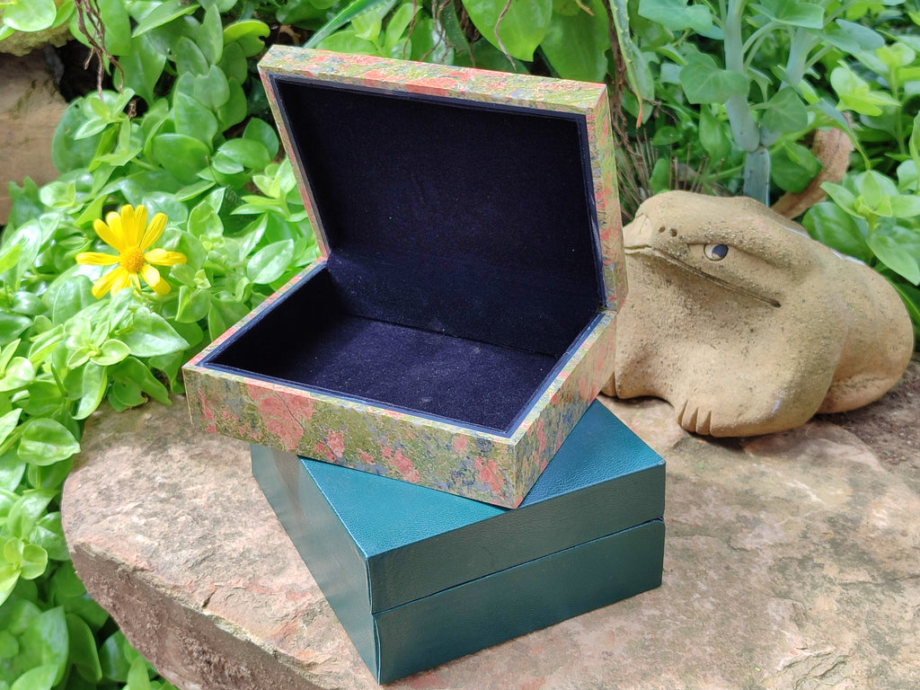 Hand Made Unakite Jewellery Box - Sold per Item - From South Africa - Toprock Gemstones and Minerals 