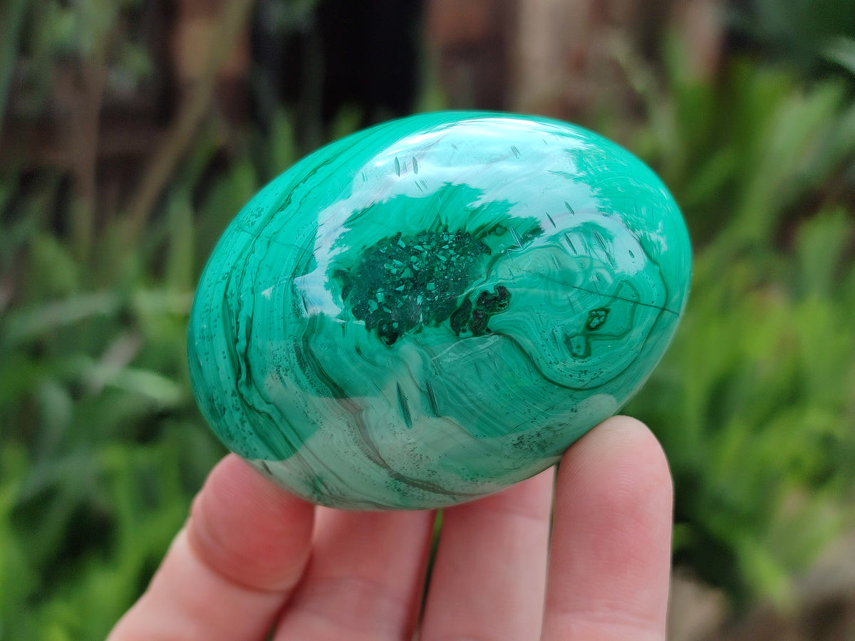 Polished Classic Large Solid Flower Banded Malachite Gemstone Eggs - Sold Per Item - From Congo - Toprock Gemstones and Minerals 