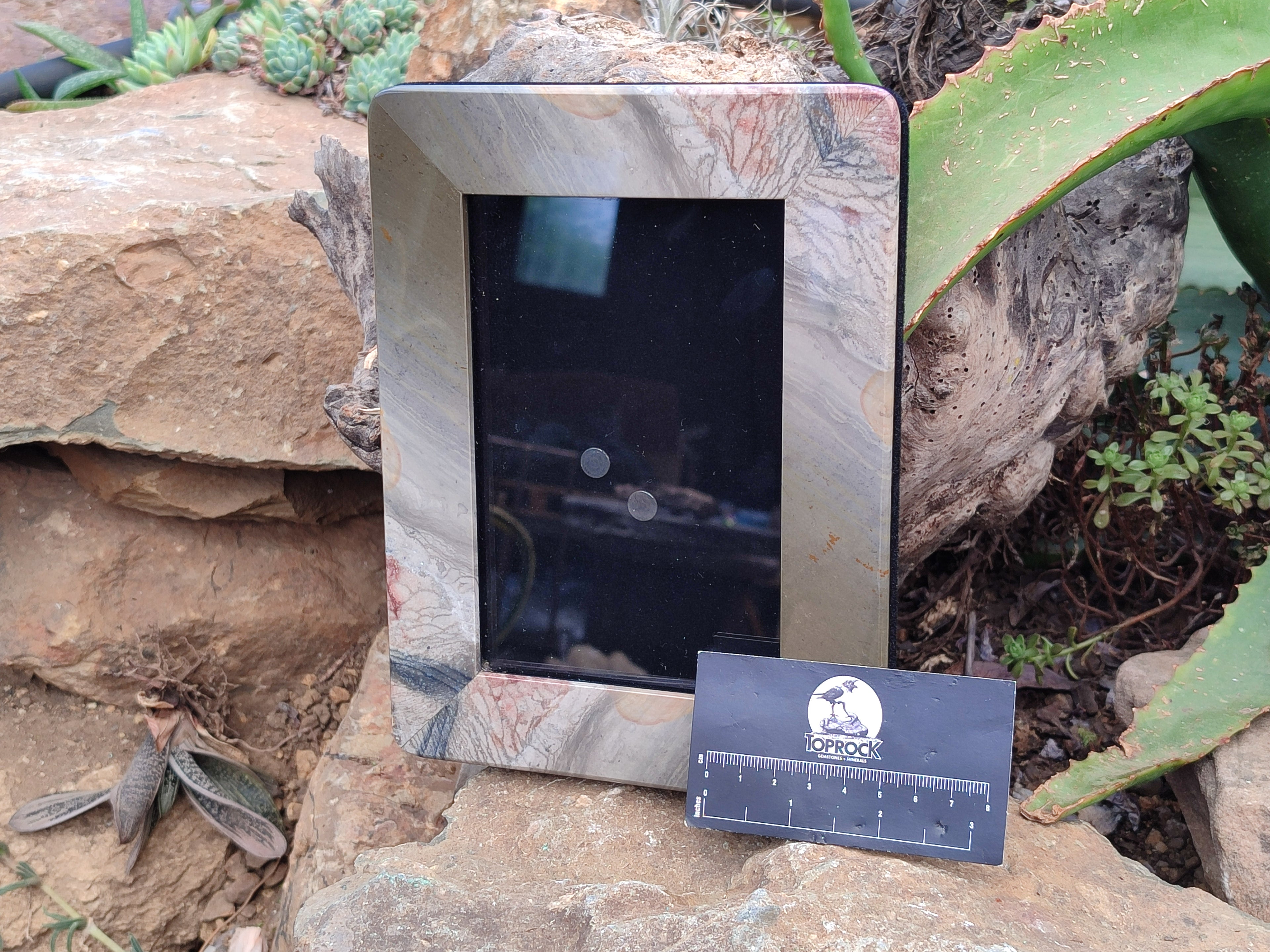 Hand Made Polychrome Jasper Picture Frame x 1 From Madagascar - Toprock Gemstones and Minerals 
