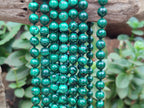 Polished Malachite Ball Shaped 8 mm Beaded Necklace - Sold Per Item- From Congo - Toprock Gemstones and Minerals 