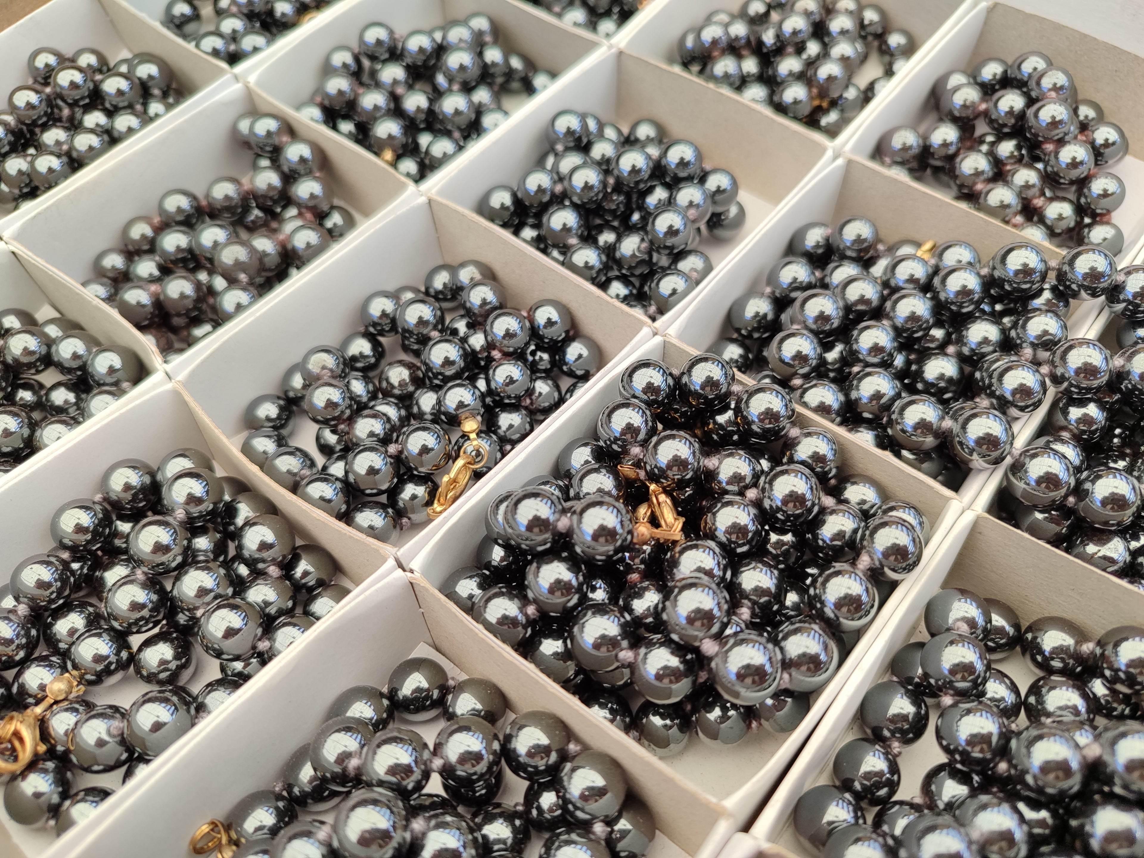 Polished Silver Hematite Ball Shaped Beaded Necklace - Sold Per Item - From China - Toprock Gemstones and Minerals 