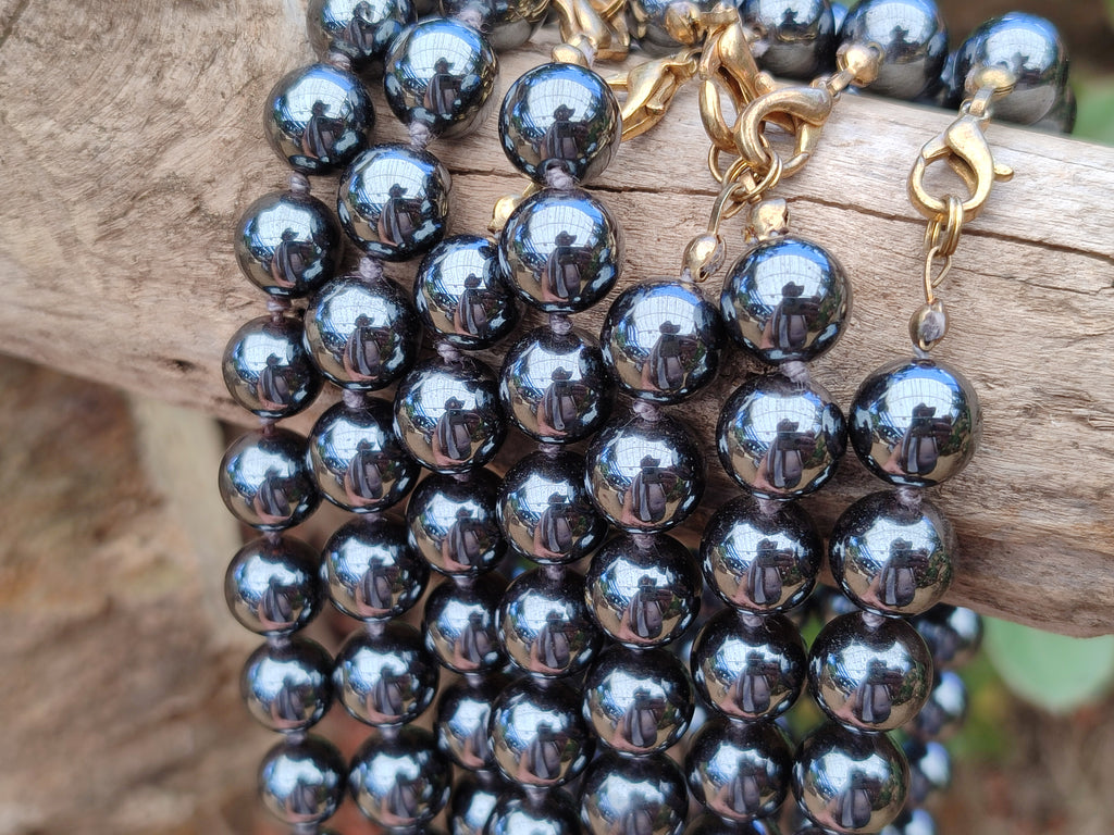Polished Silver Hematite Ball Shaped Beaded Necklace - Sold Per Item - From China - Toprock Gemstones and Minerals 