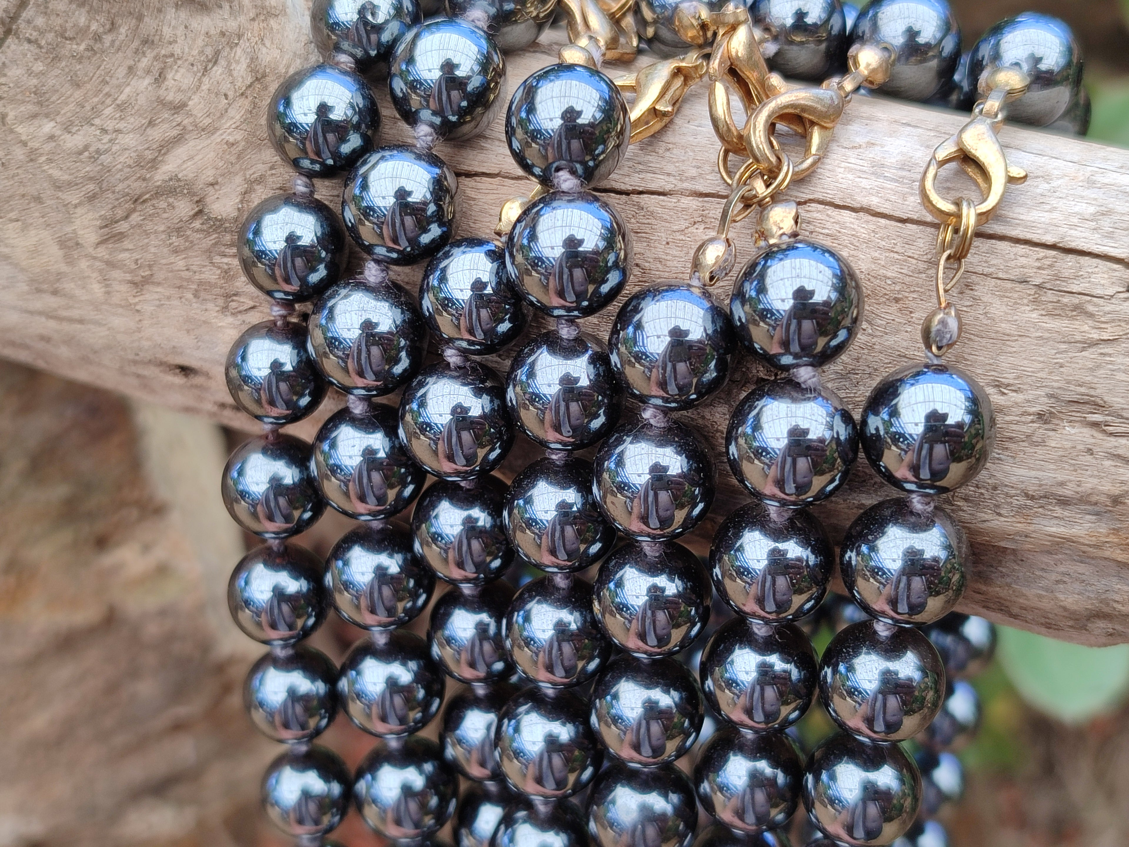 Polished Silver Hematite Ball Shaped Beaded Necklace - Sold Per Item - From China - Toprock Gemstones and Minerals 