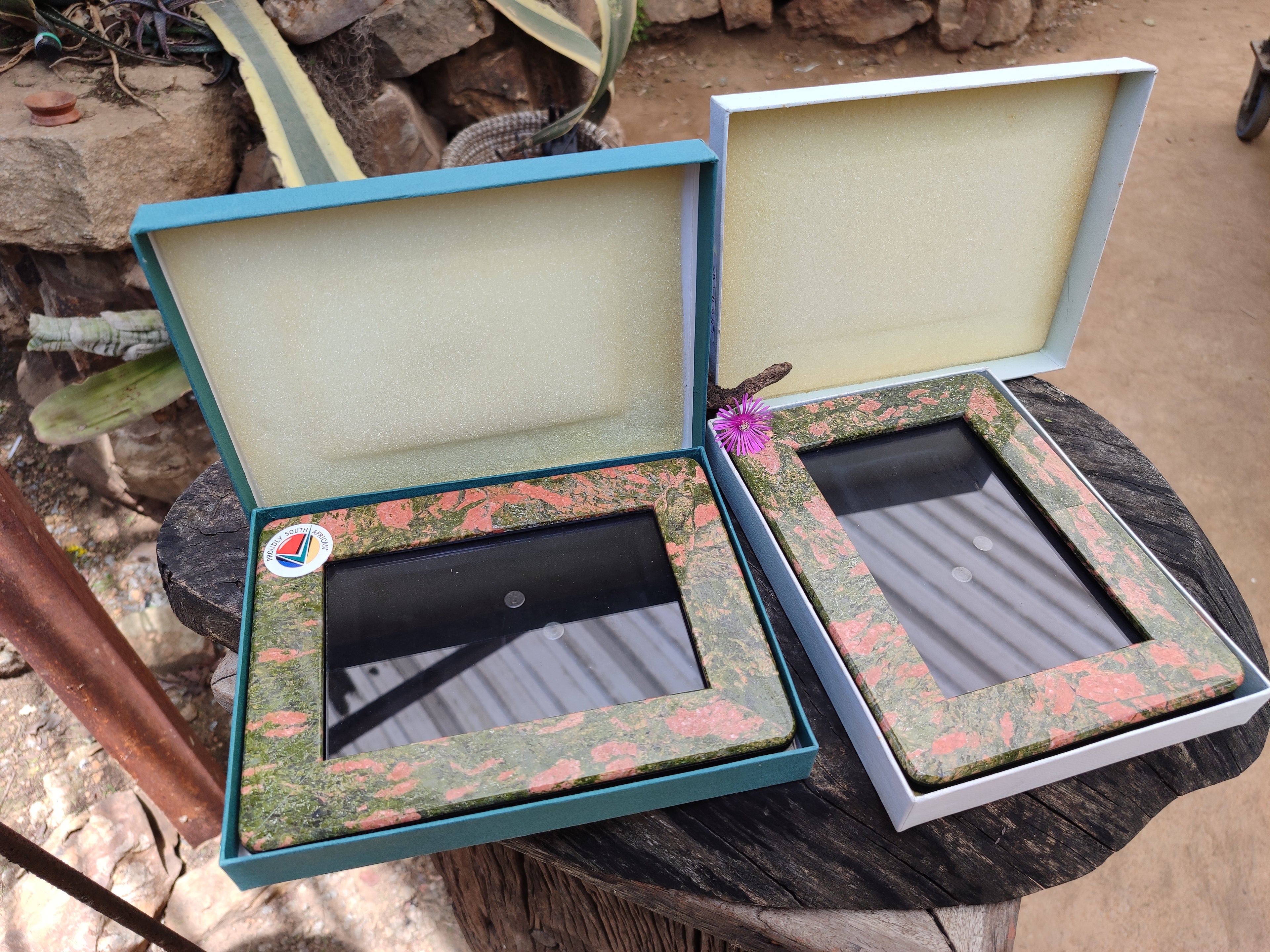Hand Made Unakite Picture Frame in Box - Sold per Item - From South Africa - Toprock Gemstones and Minerals 