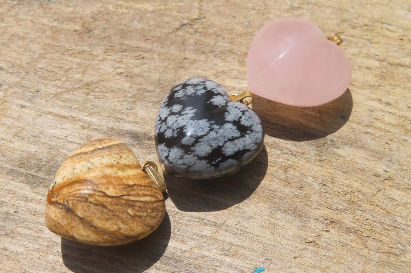 Polished Mixed Box Set of 12 Convex Gemstone Heart Pendants - Sold Per Box - From Southern Africa - Toprock Gemstones and Minerals 