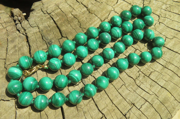 Polished Large Malachite Ball Shaped Beaded Necklace - Sold Per Item- From Congo - Toprock Gemstones and Minerals 