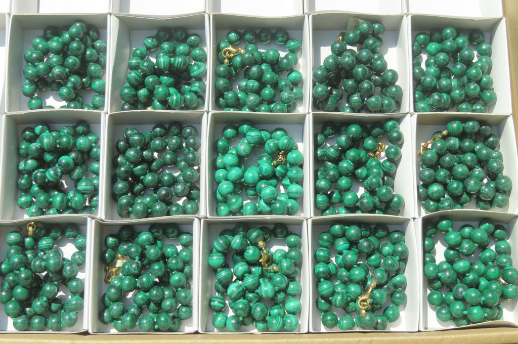 Polished Large Malachite Ball Shaped Beaded Necklace - Sold Per Item- From Congo - Toprock Gemstones and Minerals 