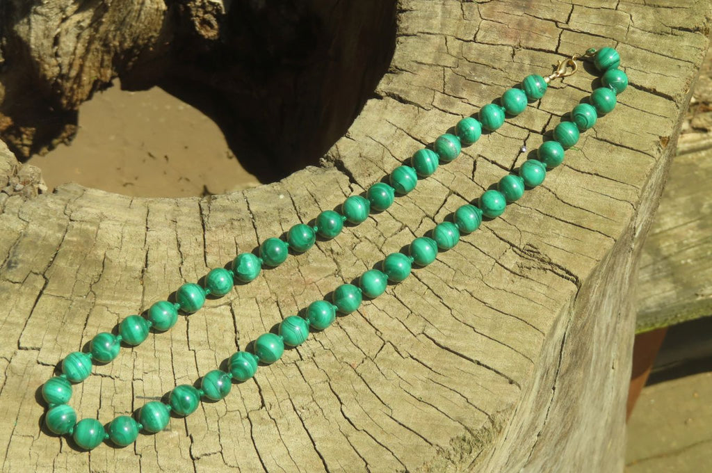 Polished Large Malachite Ball Shaped Beaded Necklace - Sold Per Item- From Congo - Toprock Gemstones and Minerals 