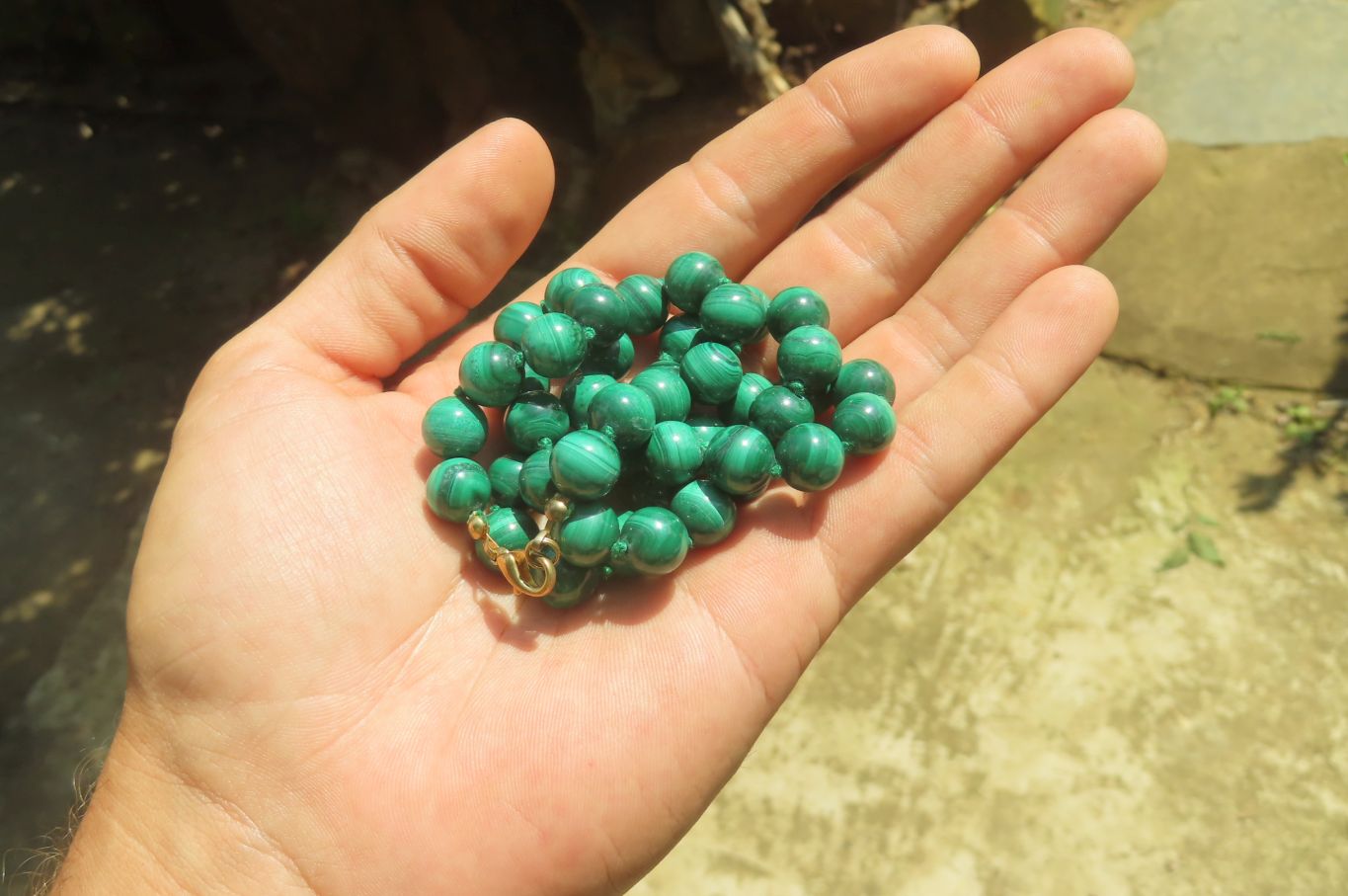 Polished Large Malachite Ball Shaped Beaded Necklace - Sold Per Item- From Congo - Toprock Gemstones and Minerals 