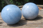 Polished Medium Blue Calcite Spheres - Sold per Item - From Madagascar - Toprock Gemstones and Minerals 