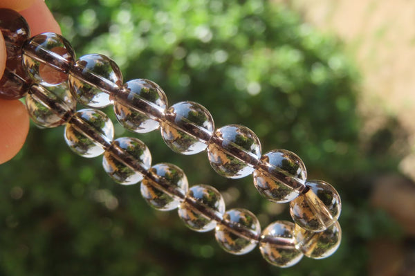 Polished Clear Smokey Quartz Beaded Stretch Bracelet - Sold Per Item - From Madagascar - Toprock Gemstones and Minerals 