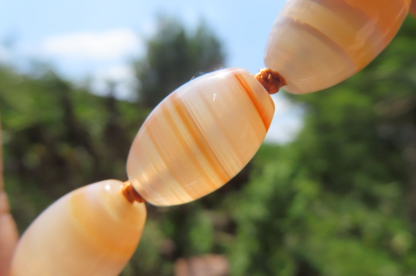 Polished Red Striped Tibetan Agate Beaded Necklace - Sold Per Item - From Tibet - Toprock Gemstones and Minerals 