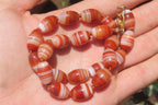 Polished Red Striped Tibetan Agate Beaded Necklace - Sold Per Item - From Tibet - Toprock Gemstones and Minerals 
