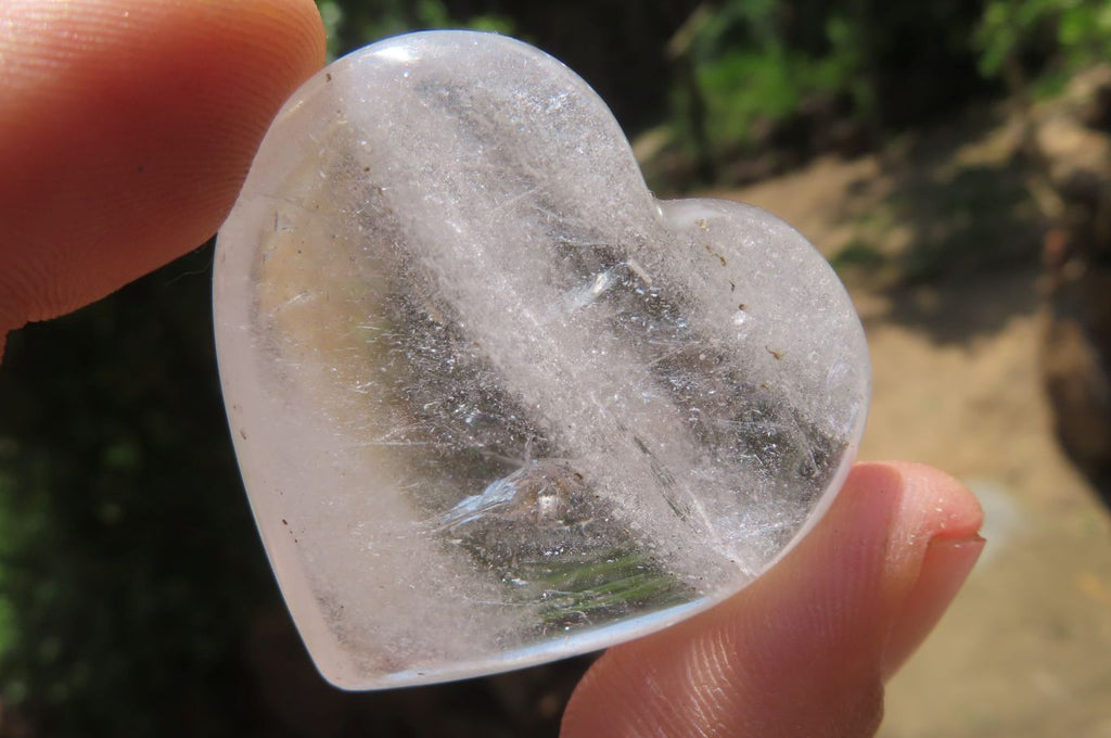 Polished Clear Quartz Gemstone Hearts x 12 From Madagascar - Toprock Gemstones and Minerals 