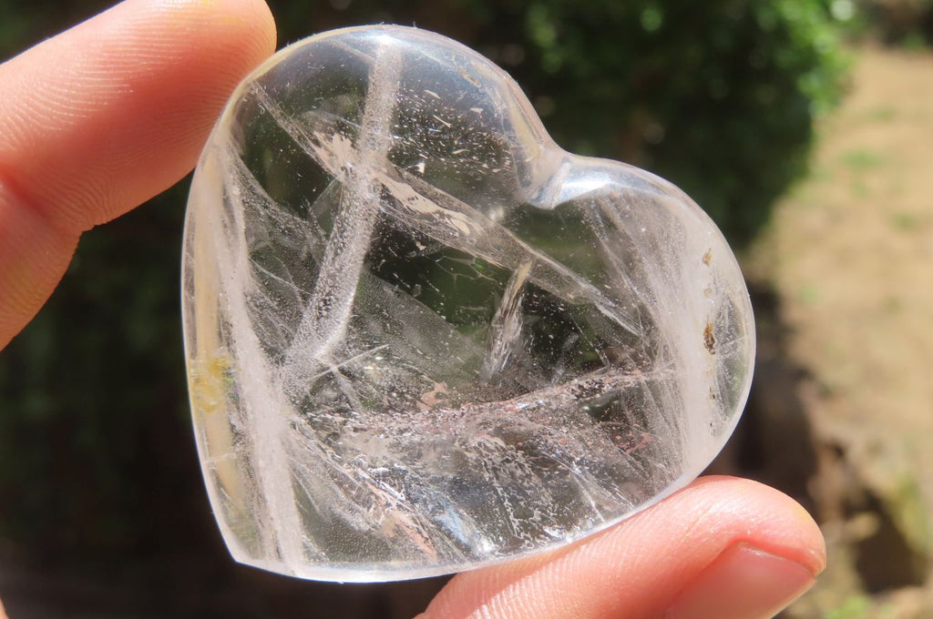 Polished Clear Quartz Gemstone Hearts x 12 From Madagascar - Toprock Gemstones and Minerals 