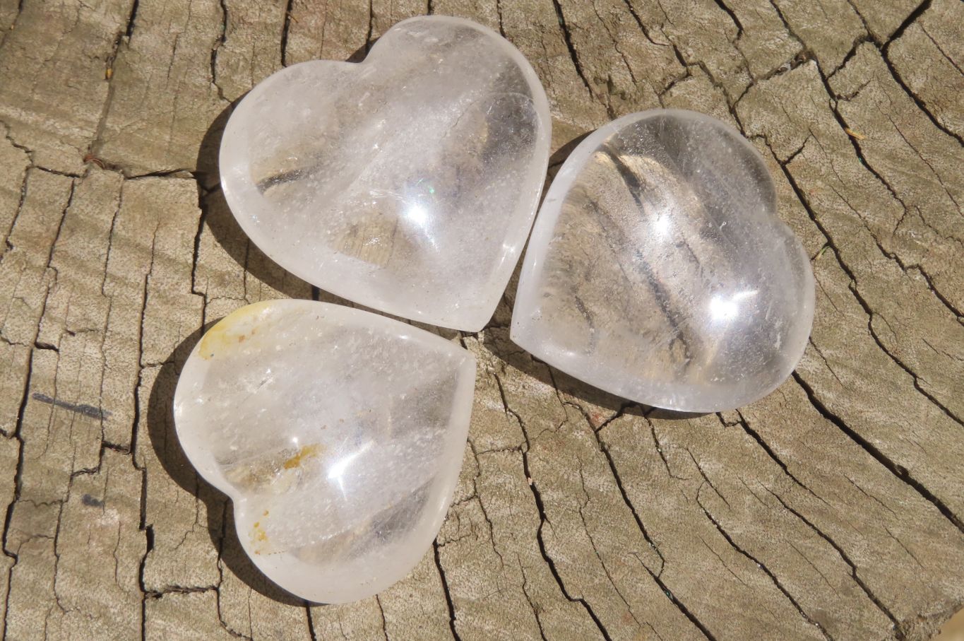 Polished Clear Quartz Gemstone Hearts x 12 From Madagascar - Toprock Gemstones and Minerals 