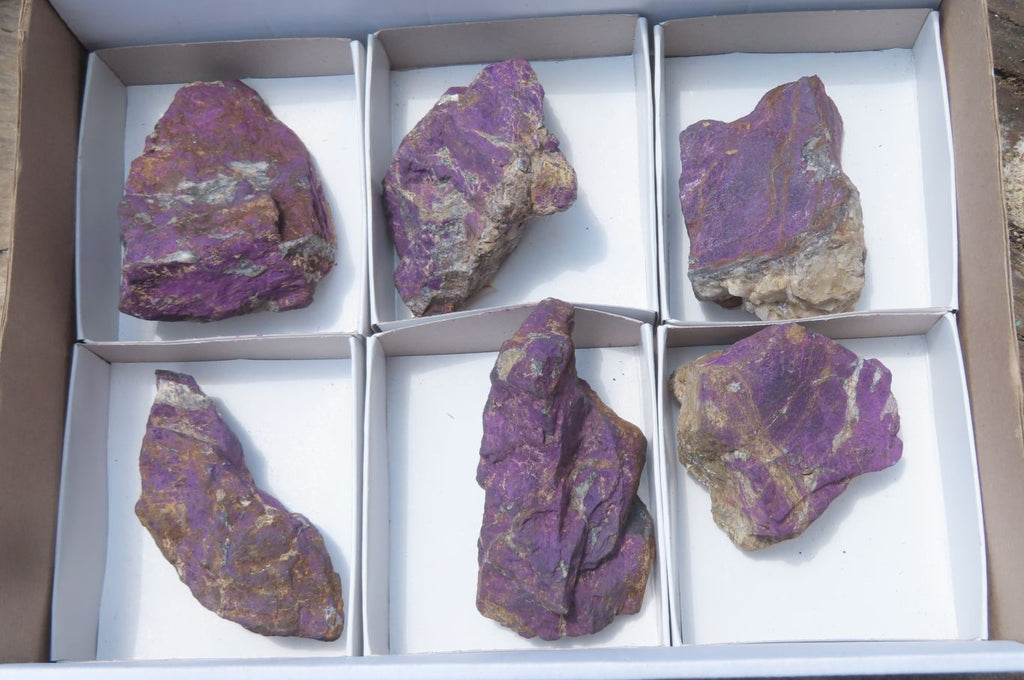 Natural Metallic Purpurite Cobbed Specimens x 6 From Erongo, Namibia - Toprock Gemstones and Minerals 