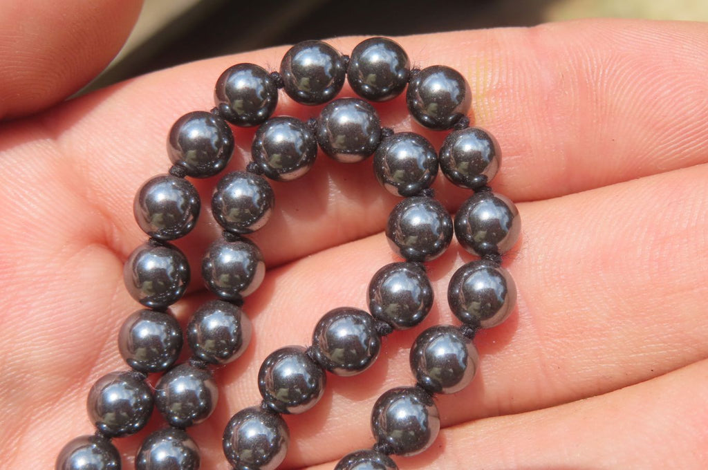 Polished Silver Hematite Beaded Necklace - Sold Per Item - From China - Toprock Gemstones and Minerals 