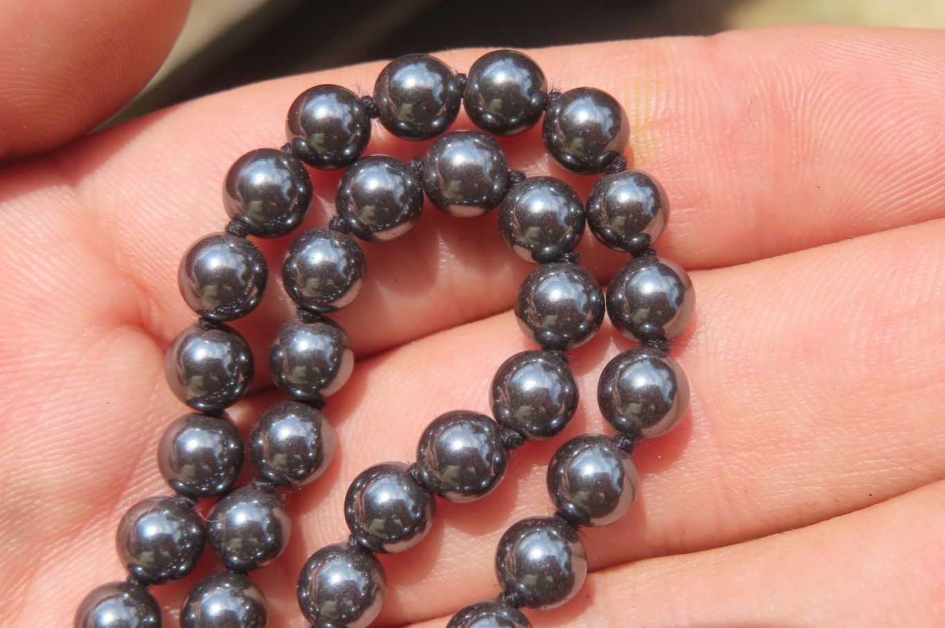 Polished Silver Hematite Beaded Necklace - Sold Per Item - From China - Toprock Gemstones and Minerals 