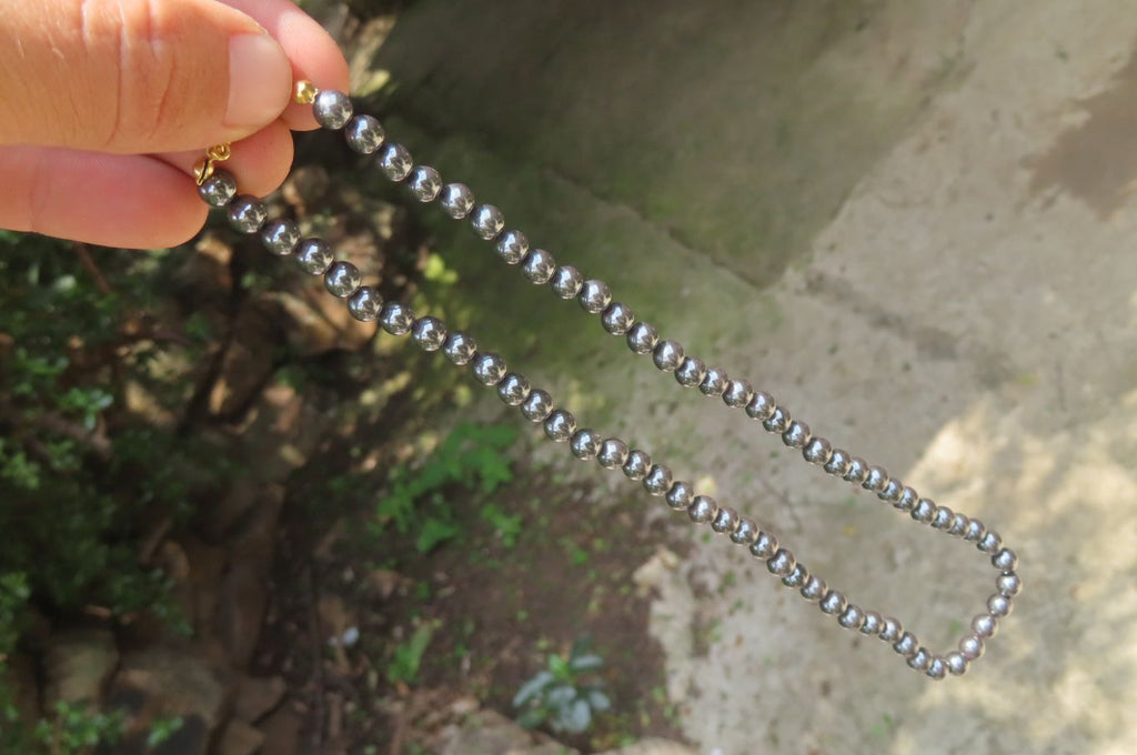 Polished Silver Hematite Beaded Necklace - Sold Per Item - From China - Toprock Gemstones and Minerals 