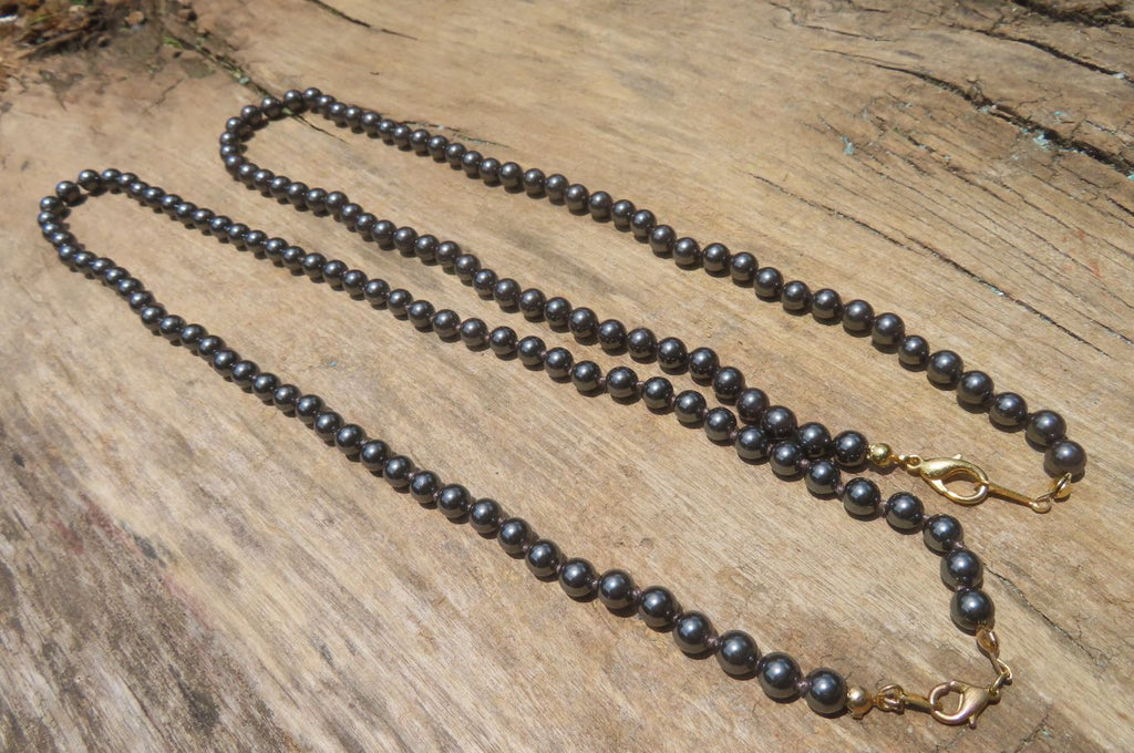 Polished Silver Hematite Beaded Necklace - Sold Per Item - From China - Toprock Gemstones and Minerals 