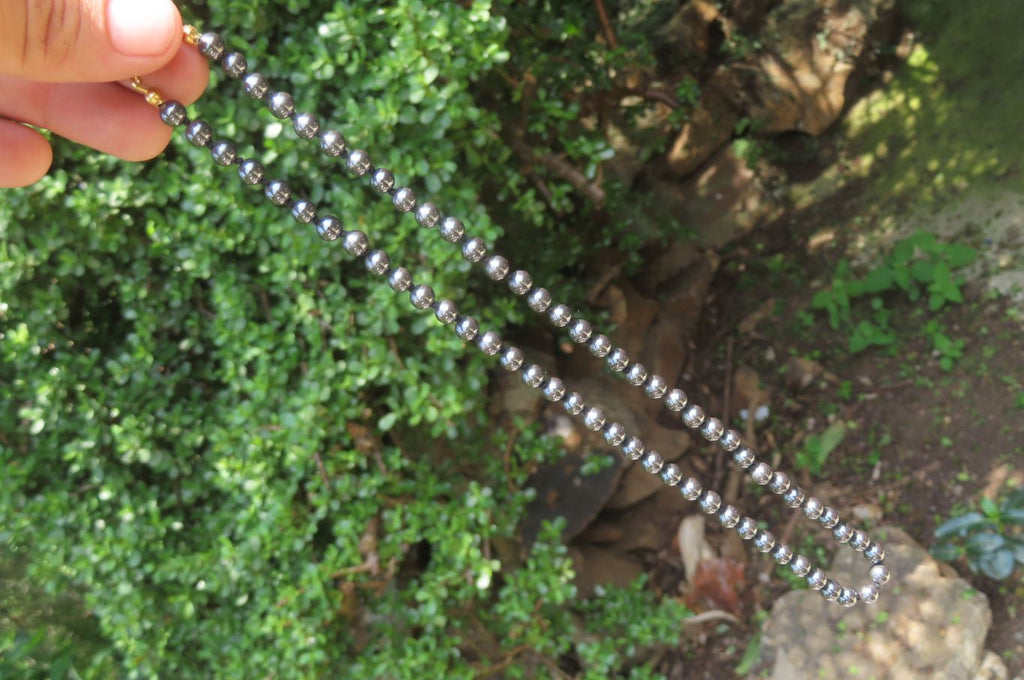 Polished Silver Hematite Beaded Necklace - Sold Per Item - From China - Toprock Gemstones and Minerals 