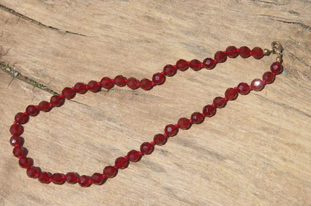 Polished Red Agate Faceted Beaded Necklace - Sold Per Item - From Brazil - Toprock Gemstones and Minerals 