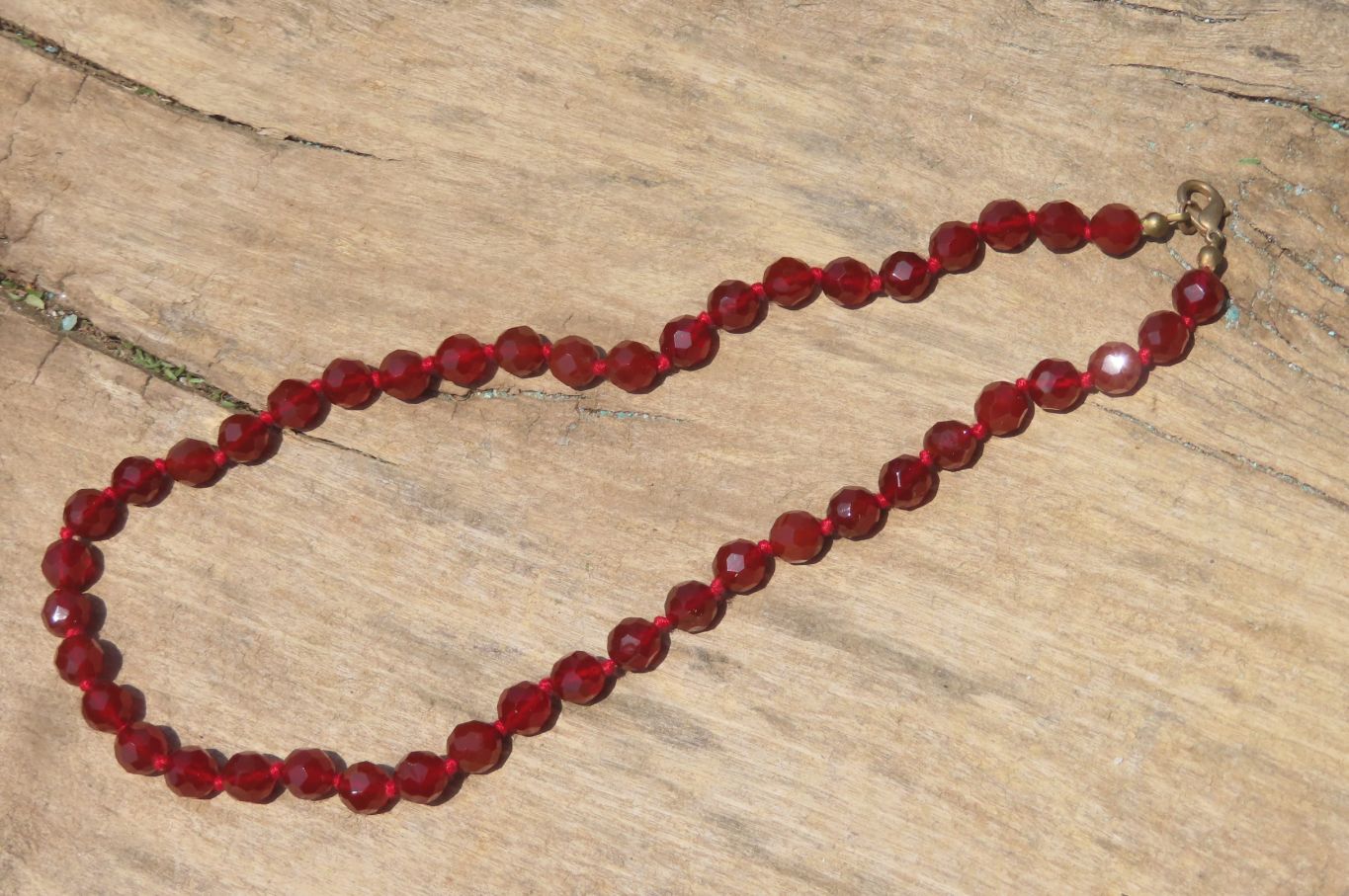 Polished Red Agate Faceted Beaded Necklace - Sold Per Item - From Brazil - Toprock Gemstones and Minerals 