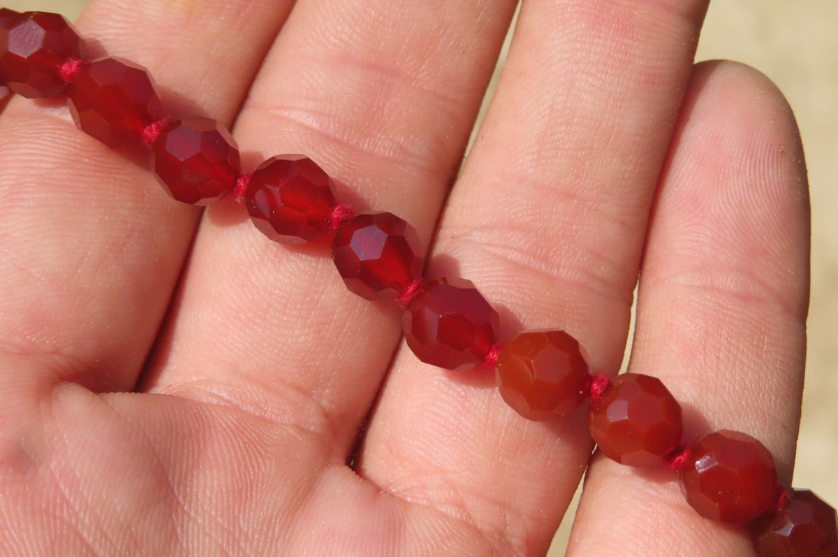Polished Red Agate Faceted Beaded Necklace - Sold Per Item - From Brazil - Toprock Gemstones and Minerals 