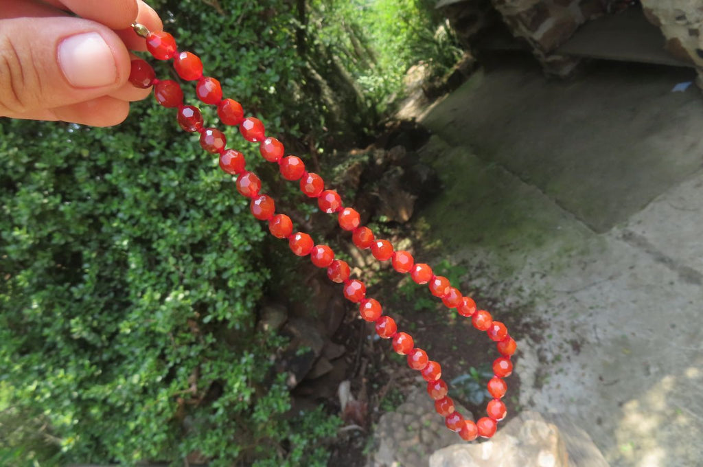 Polished Red Agate Faceted Beaded Necklace - Sold Per Item - From Brazil - Toprock Gemstones and Minerals 
