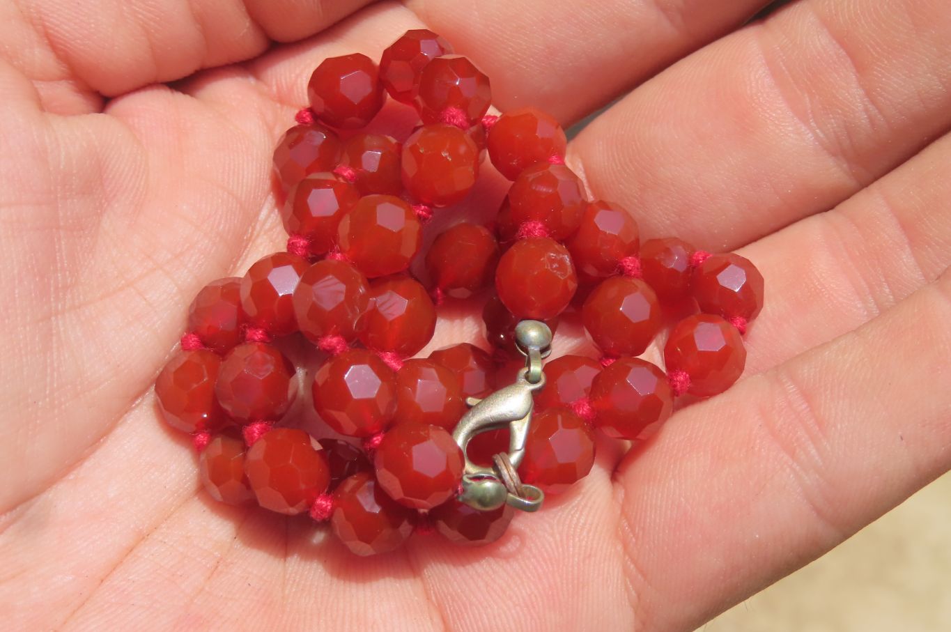 Polished Red Agate Faceted Beaded Necklace - Sold Per Item - From Brazil - Toprock Gemstones and Minerals 