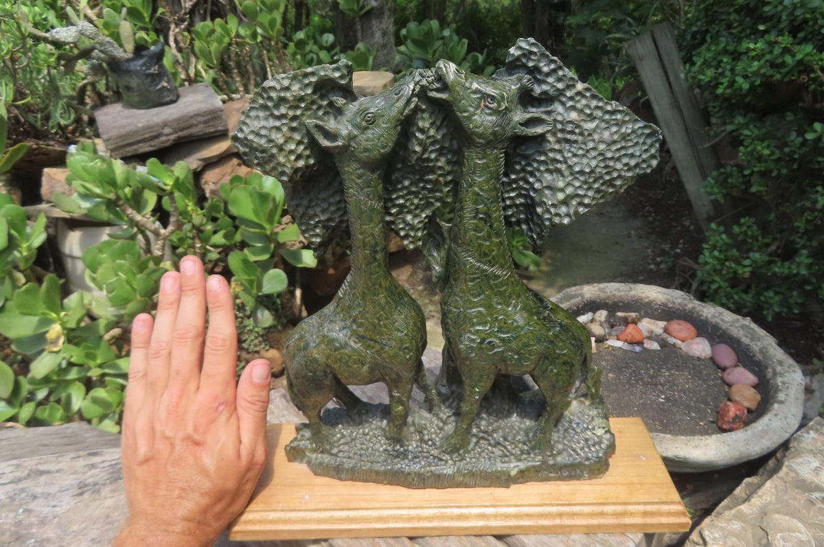Hand Made Green Verdite Giraffe Carving x 1 From Zimbabwe - Toprock Gemstones and Minerals 