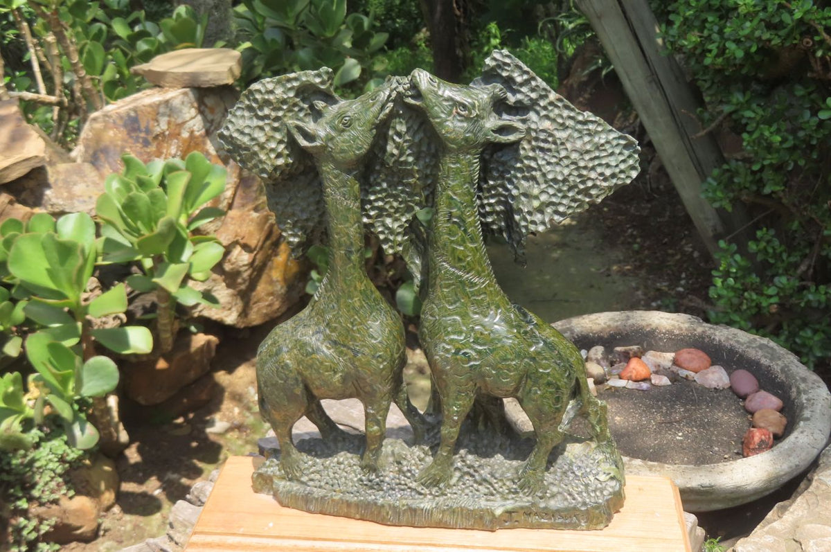 Hand Made Green Verdite Giraffe Carving x 1 From Zimbabwe - Toprock Gemstones and Minerals 