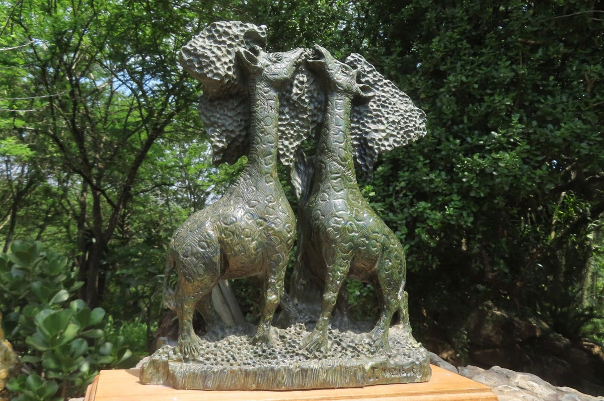 Hand Made Green Verdite Giraffe Carving x 1 From Zimbabwe - Toprock Gemstones and Minerals 