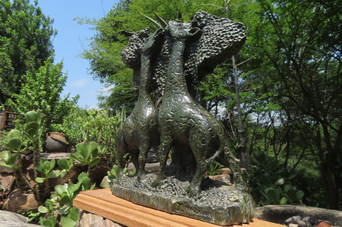 Hand Made Green Verdite Giraffe Carving x 1 From Zimbabwe - Toprock Gemstones and Minerals 