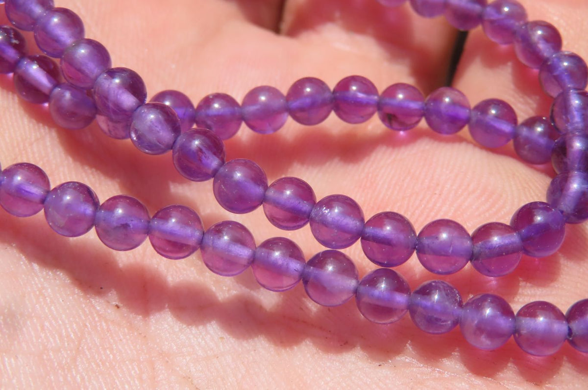 Polished AA Grade Gem Amethyst Beaded Necklace - Sold per Item- From Zambia - Toprock Gemstones and Minerals 