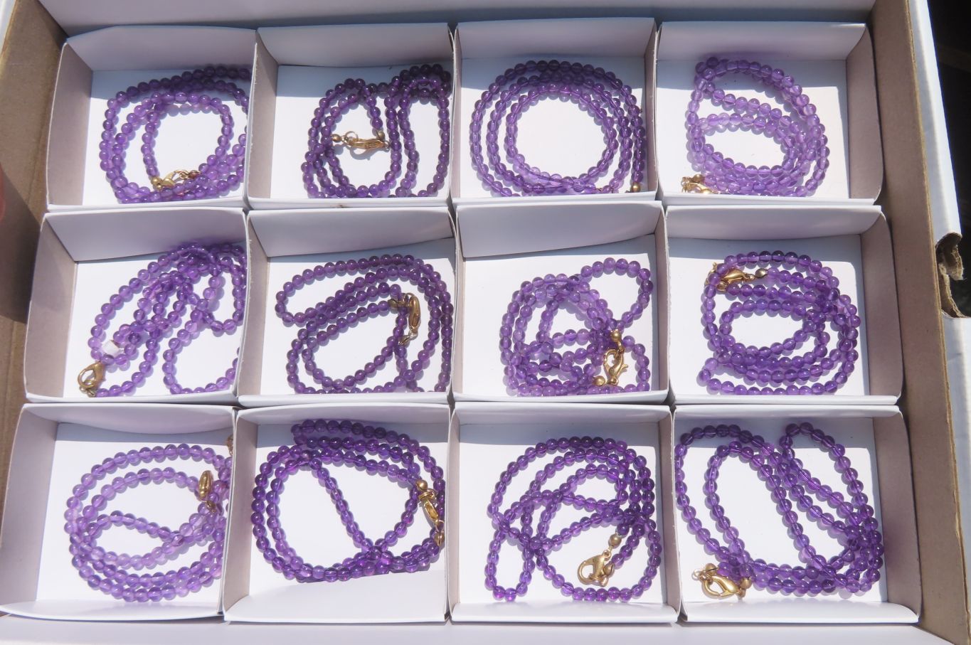 Polished AA Grade Gem Amethyst Beaded Necklace - Sold per Item- From Zambia - Toprock Gemstones and Minerals 