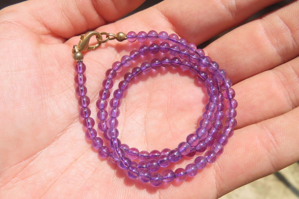 Polished AA Grade Gem Amethyst Beaded Necklace - Sold per Item- From Zambia - Toprock Gemstones and Minerals 