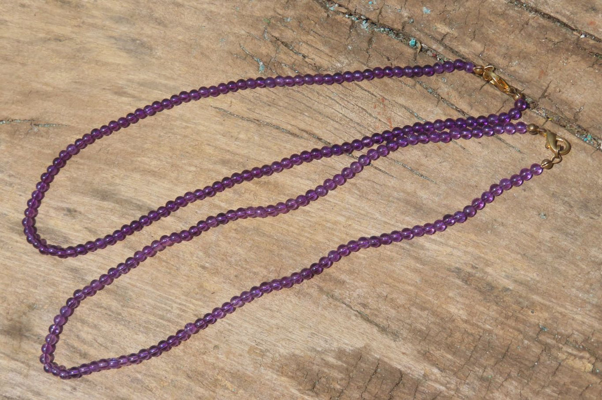 Polished AA Grade Gem Amethyst Beaded Necklace - Sold per Item- From Zambia - Toprock Gemstones and Minerals 