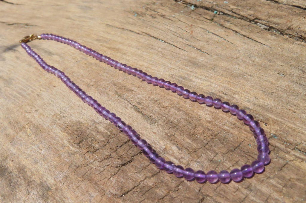 Polished AA Grade Gem Amethyst Beaded Necklace - Sold per Item- From Zambia - Toprock Gemstones and Minerals 