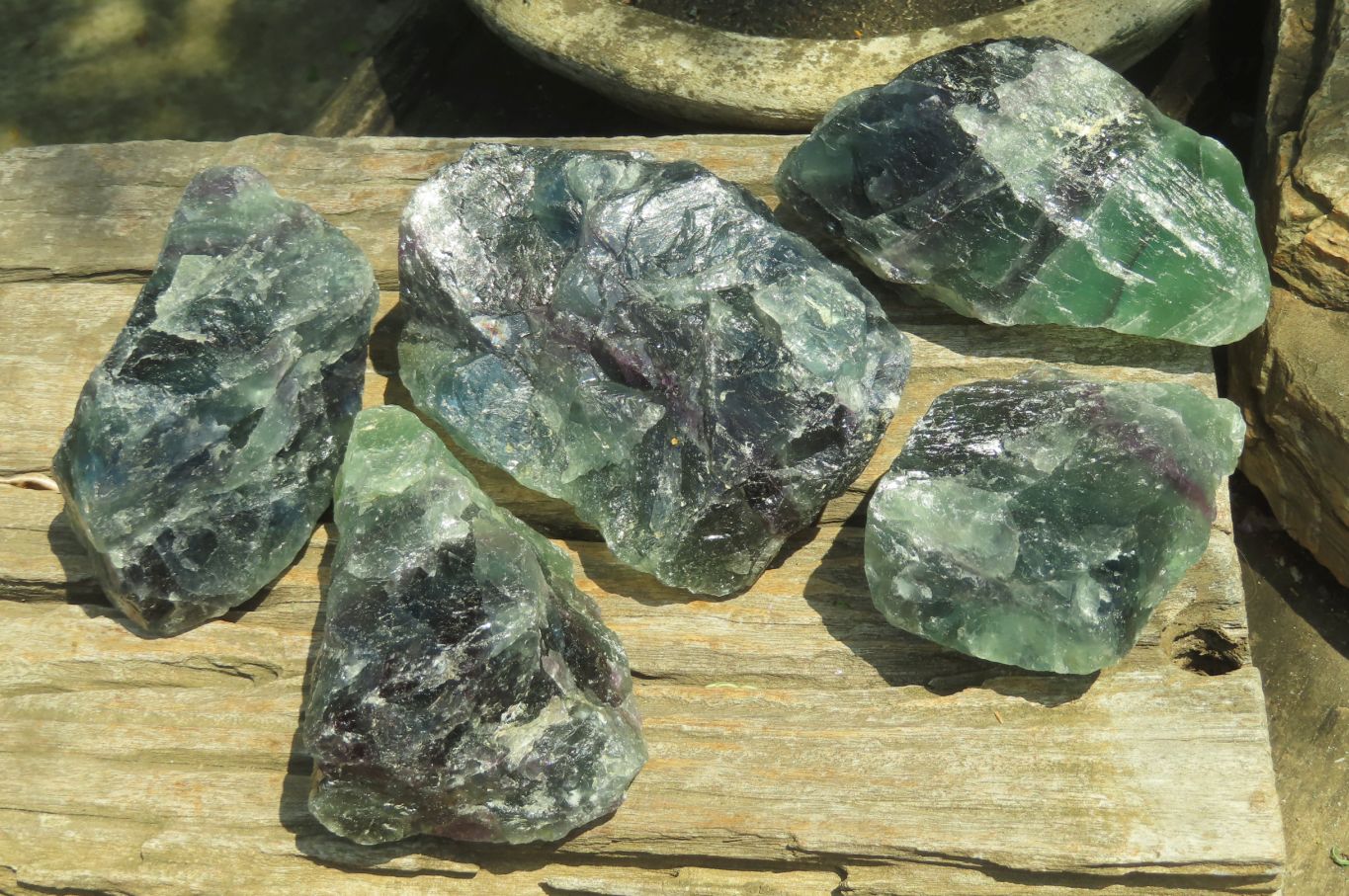 Natural Watermelon Fluorite Specimens x 5 From Namibia - Toprock Gemstones and Minerals 