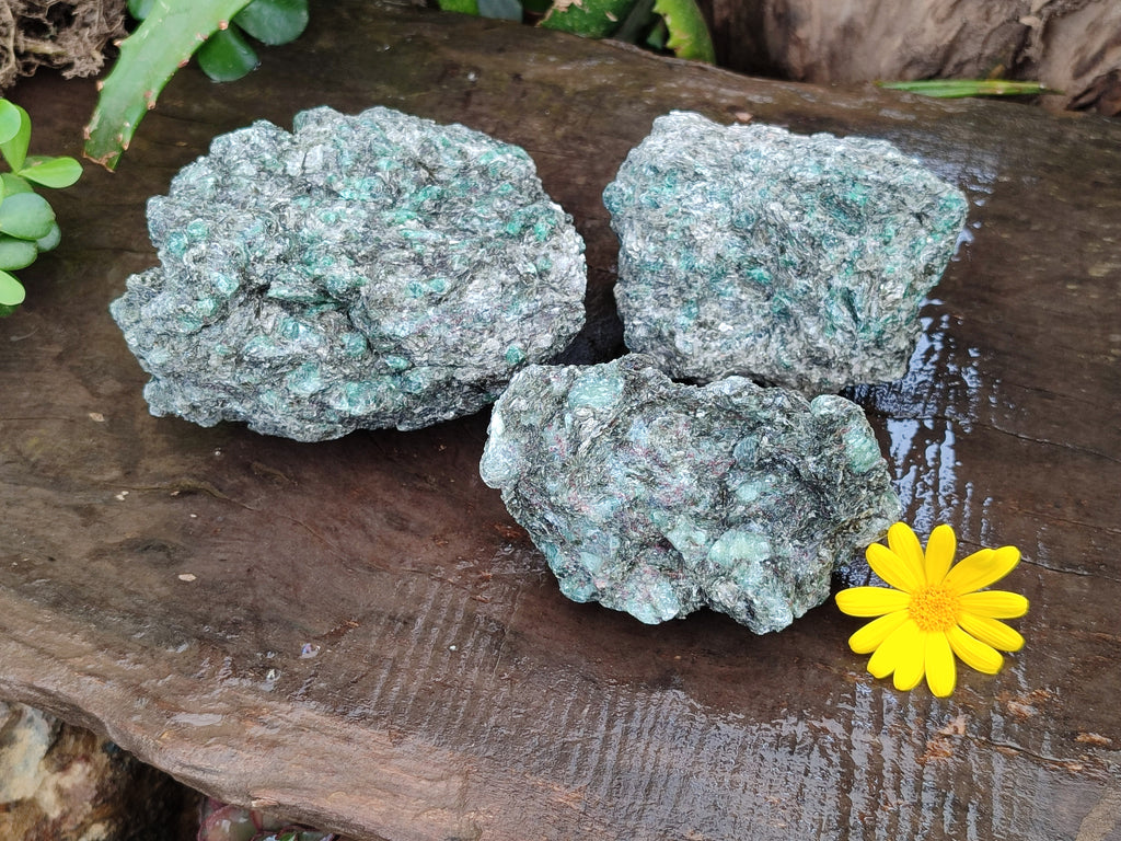 Natural Rare Emerald Mica In Matrix Cobbed Specimens x 3 From Mutoko, Zimbabwe - Toprock Gemstones and Minerals 