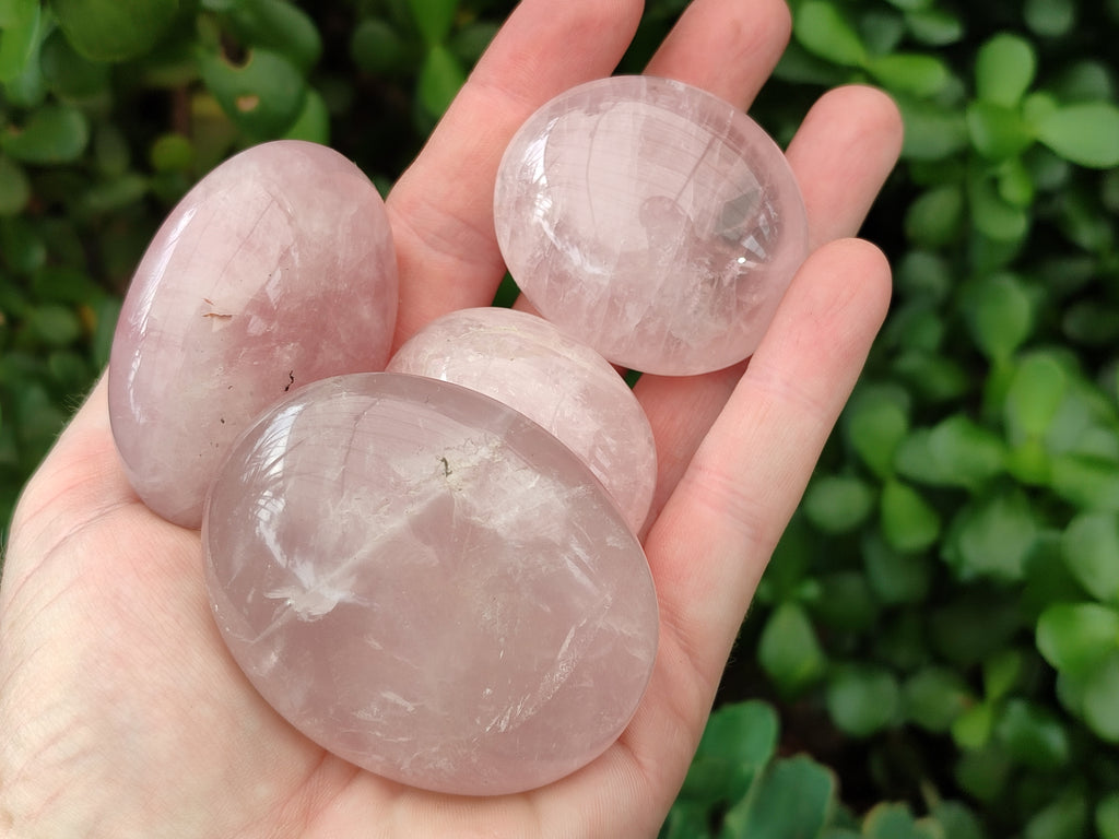 Polished Rose Quartz Palm Stones x 24 From Madagascar - Toprock Gemstones and Minerals 