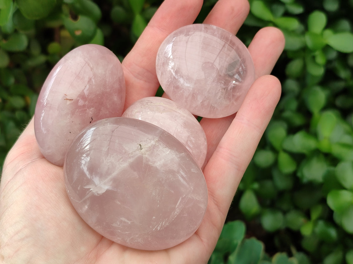 Polished Rose Quartz Palm Stones x 24 From Madagascar - Toprock Gemstones and Minerals 