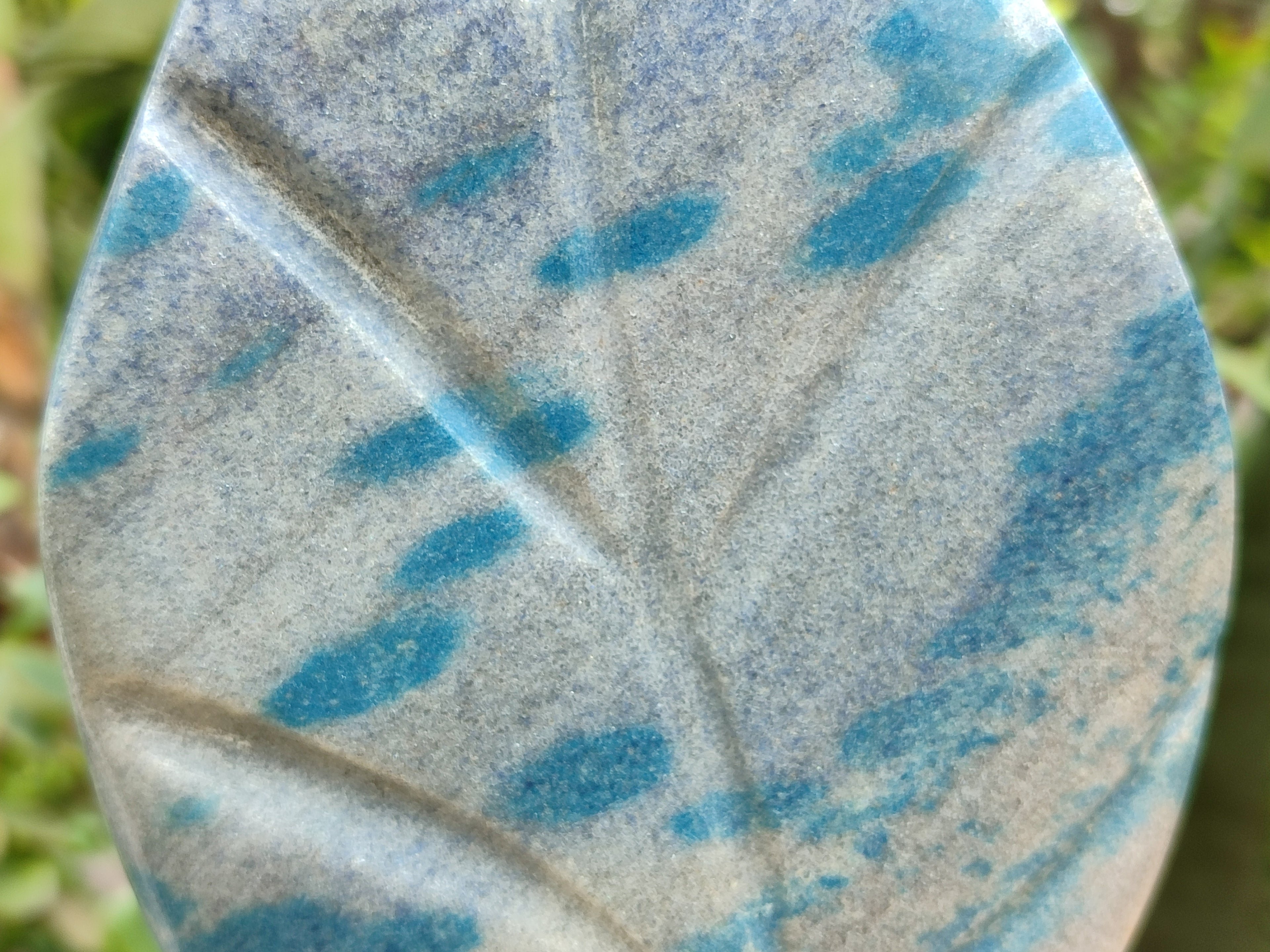 Polished Blue Spinel Spotted Quartz Leaf Sculptures x 2 From Madagascar - Toprock Gemstones and Minerals 