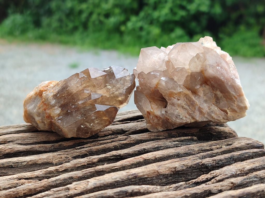 Natural Smokey Phantom Quartz Clusters x 18 From Luena, Congo - Toprock Gemstones and Minerals 