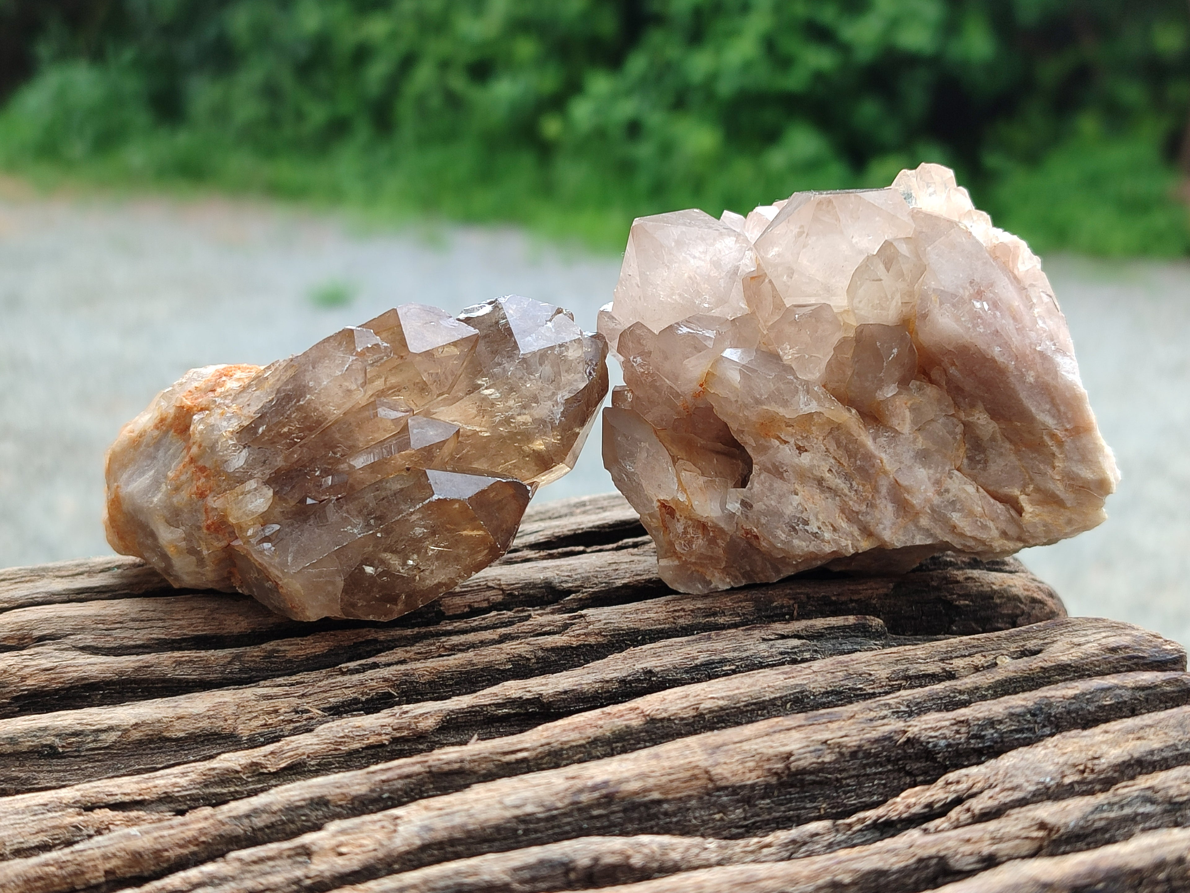 Natural Smokey Phantom Quartz Clusters x 18 From Luena, Congo - Toprock Gemstones and Minerals 