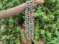 Polished Snakeskin Rhyolite Jasper and Malachite Bead Necklace - Sold per Item- From Australia