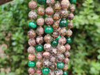 Polished Snakeskin Rhyolite Jasper and Malachite Bead Necklace - Sold per Item- From Australia - Toprock Gemstones and Minerals 